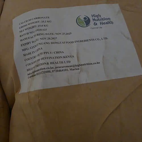 Specification Details Product Name Calcium Carbonate Chemical Formula CaCO₃ Product Type Mineral Additive / Food Ingredient Form Fine White Powder Purity Food Grade Application Food Fortification, Pharmaceuticals Solubility Insoluble in Water Packaging Food-Grade Industrial Packaging