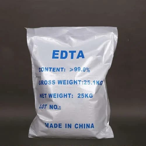 Trilon EDTA white crystalline powder used as a chelating agent in detergents, water treatment, cosmetics, and textile manufacturing supplied by System Star Industrial in East Africa