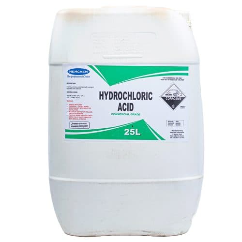 Hydrochloric acid liquid for industrial cleaning, metal treatment, and water system descaling supplied by System Star Industrial in East Africa