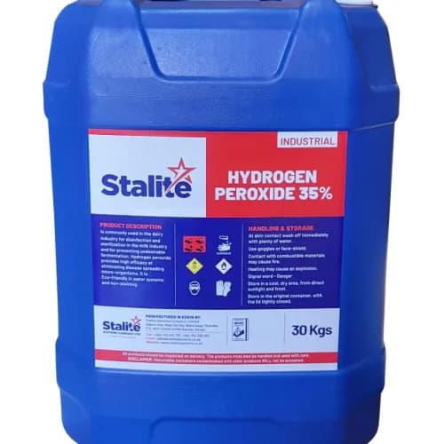 Hydrogen peroxide 35 percent liquid for water treatment, textile bleaching, and industrial cleaning supplied by System Star Industrial in East Africa