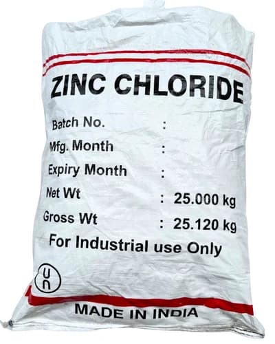 Zinc chloride white crystalline industrial chemical used for metal treatment, soldering flux, batteries, and textile processing supplied by System Star Industrial in East Africa